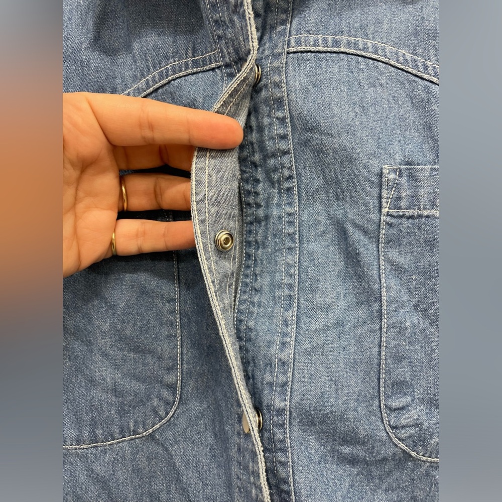 Y2K Brody Denim Pearl Snap Shirt, Size S - Picture 6 of 6